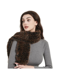 CECELORIA Faux Fur Scarf Shawl - Warm Soft Knitted Wraps, Elegant Rex Rabbit Effect Scarfs for Women, Girls