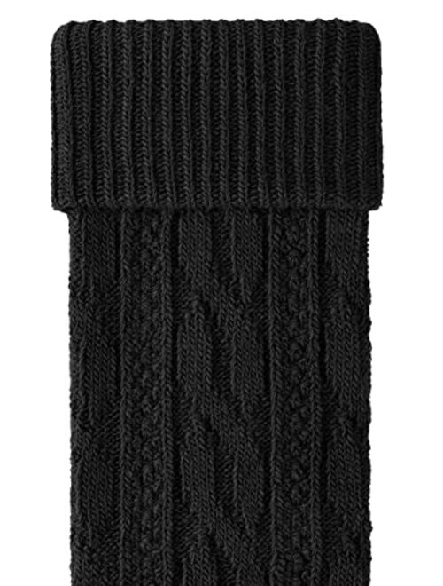 SERIMANEA Wool Leg Warmers for Women and Girls, Calf Cuffs In Braid Pattern for Indoor/Outdoor, Circumference 11"-13.4"