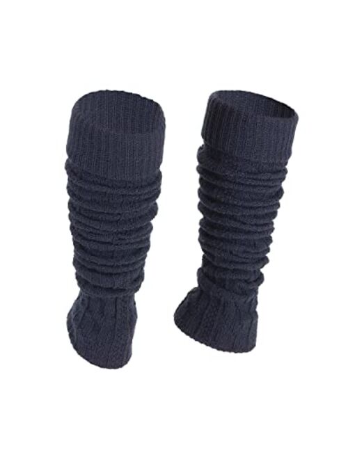 SERIMANEA Wool Leg Warmers for Women and Girls, Calf Cuffs In Braid Pattern for Indoor/Outdoor, Circumference 11"-13.4"