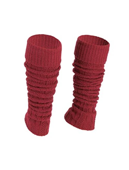 SERIMANEA Wool Leg Warmers for Women and Girls, Calf Cuffs In Braid Pattern for Indoor/Outdoor, Circumference 11"-13.4"