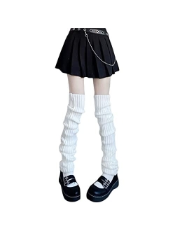 Owl'S-Yard Women Girls Lolita Ribbed Knit Leg Warmers Kawaii Japanese Student Long Socks Leggings Harajuku Goth Streetwear