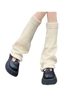 Owl'S-Yard Women Girls Lolita Ribbed Knit Leg Warmers Kawaii Japanese Student Long Socks Leggings Harajuku Goth Streetwear