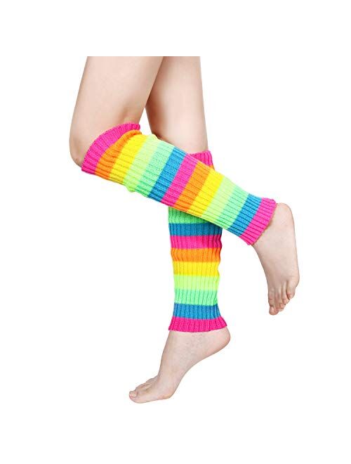 SATINIOR 80's Women Knit Leg Warmers Crochet Ribbed Leg Socks for Party Accessories