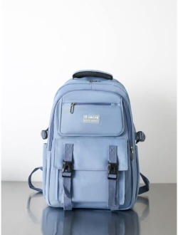 Letter Patch Decor Functional Backpack