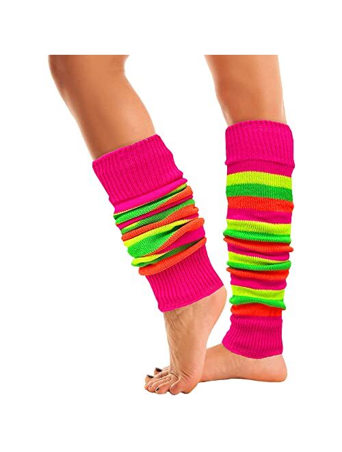 Mysocks Leg Warmers Extra Soft Stylish Fancy Winter 80s Party Dance Neon Long Legwarmers for Women Girls Ladies