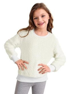 BesserBay Girl's Warm Fuzzy Knit Sweater Cozy Sherpa Pullover 3-12 Years