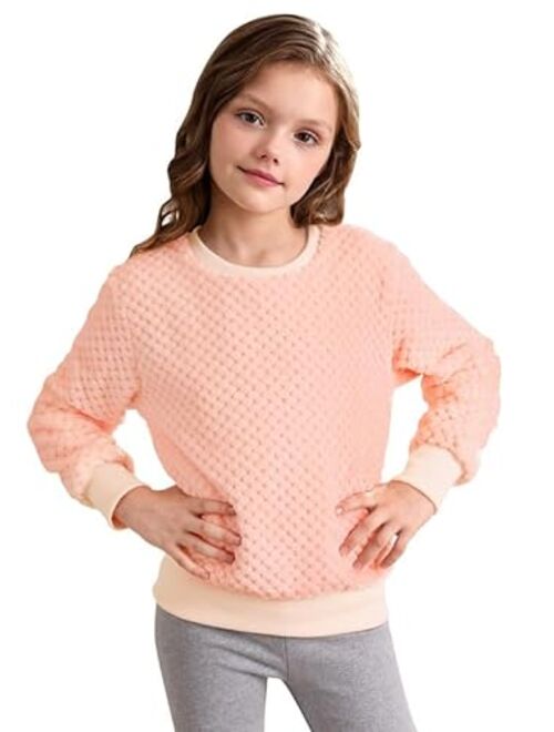 BesserBay Girl's Warm Fuzzy Knit Sweater Cozy Sherpa Pullover 3-12 Years