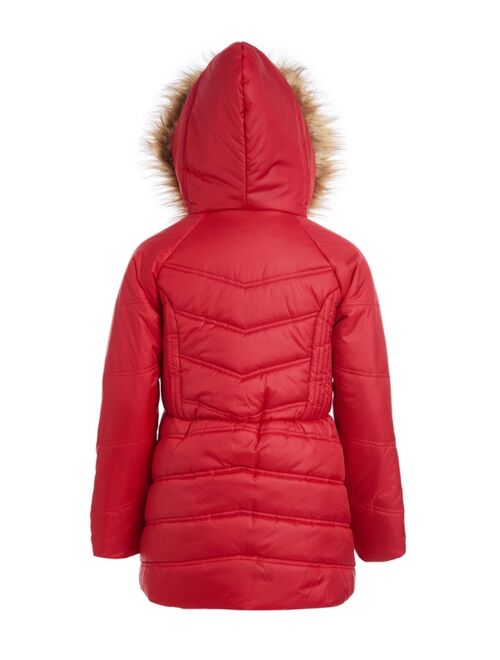 Tommy Hilfiger Big Girls Puffer Jacket With Faux Fur Hood