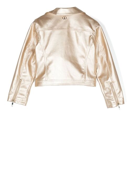 TWINSET Kids metallic biker jacket