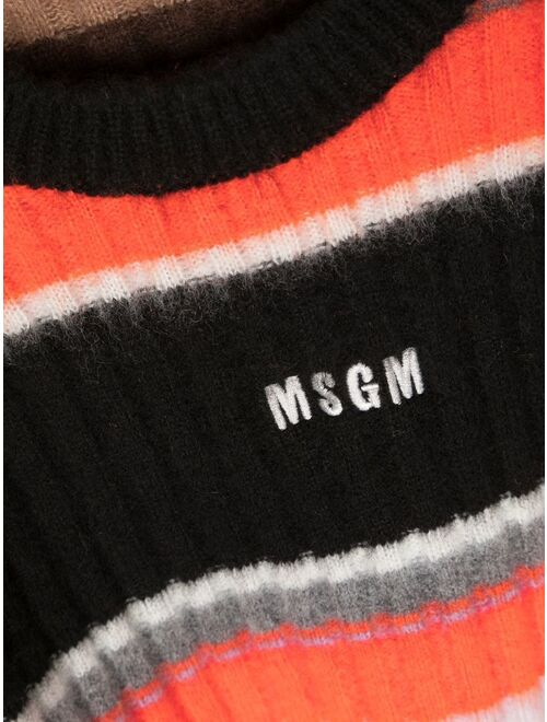 MSGM Kids embroidered-logo striped jumper