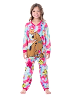 Intimo Scooby-Doo Girls' Tie-Dye Flower Power Union Suit Footless Sleep Pajama