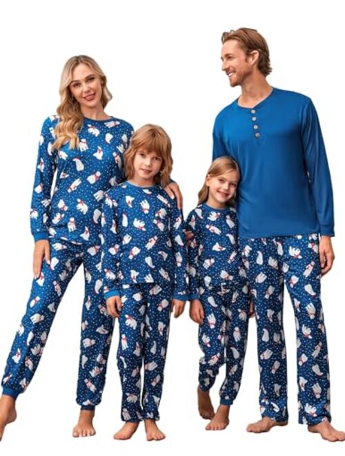 Ekouaer Matching Family Christmas Pajama Sets Womens Mens Kids Pjs Long Sleeve Sleepwear Holiday Lounge Sets