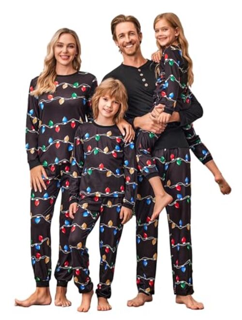 Ekouaer Matching Family Christmas Pajama Sets Womens Mens Kids Pjs Long Sleeve Sleepwear Holiday Lounge Sets