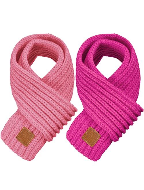 Zhanmai 2 Pieces Kids Winter Warm Knit Scarves Warm Scarf Neck Warmer for Toddlers Boys Girls