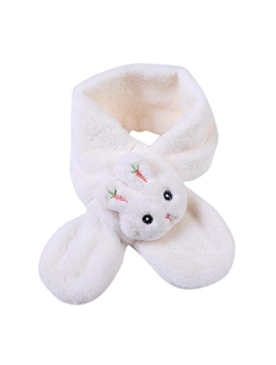 Jshuang 2-8Years Kids Thickening Winter Scarf Cross Tie Collar Fluffy Plush Wrap Neck Warmer Scarves