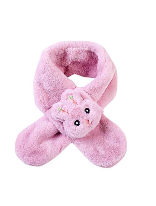 Jshuang 2-8Years Kids Thickening Winter Scarf Cross Tie Collar Fluffy Plush Wrap Neck Warmer Scarves