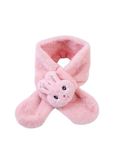 Jshuang 2-8Years Kids Thickening Winter Scarf Cross Tie Collar Fluffy Plush Wrap Neck Warmer Scarves