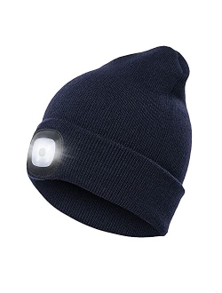 Censgo Beanie Hat with Light, USB Rechargeable LED Knitted Lighted hat, Easter Gifts for Men Dad Him Women Her, Unisex Lighted for Walking at Night,Fishing,Camping,Huntin