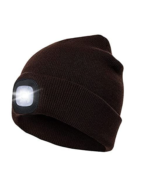 Censgo Beanie Hat with Light, USB Rechargeable LED Knitted Lighted hat, Easter Gifts for Men Dad Him Women Her, Unisex Lighted for Walking at Night,Fishing,Camping,Huntin