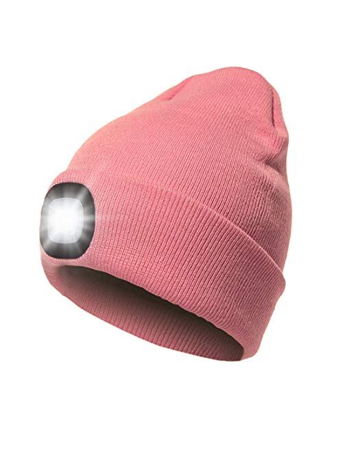 Censgo Beanie Hat with Light, USB Rechargeable LED Knitted Lighted hat, Easter Gifts for Men Dad Him Women Her, Unisex Lighted for Walking at Night,Fishing,Camping,Huntin