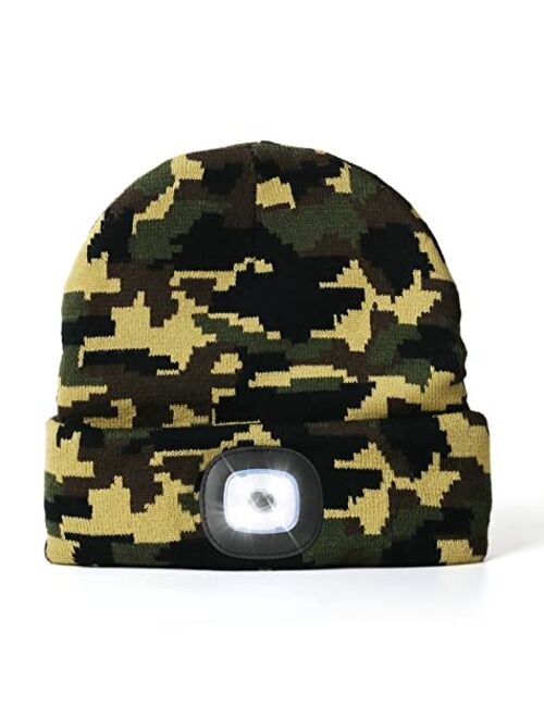 Censgo Beanie Hat with Light, USB Rechargeable LED Knitted Lighted hat, Easter Gifts for Men Dad Him Women Her, Unisex Lighted for Walking at Night,Fishing,Camping,Huntin