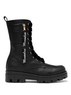 logo-trim lace-up combat boots