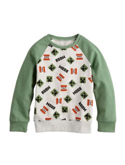 Boys 4-12 Jumping Beans Minecraft Raglan Sleeve Allover Creeper Print Sweatshirt