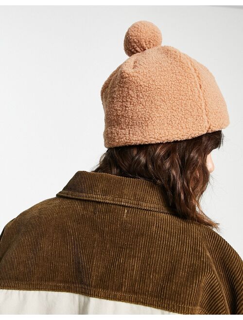 Topshop sherpa beanie with pom in cream