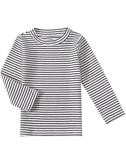 Jwwn Baby Toddlers Long Sleeve Tee Little Kids Cotton Striped T-Shirt Crew Neck Tops