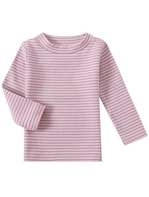 Jwwn Baby Toddlers Long Sleeve Tee Little Kids Cotton Striped T-Shirt Crew Neck Tops