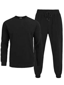 Men's Tracksuit 2 Piece Sweatsuit Set Long Sleeve Pullover Athletic Suit For Sports Casual Fitness Jogging