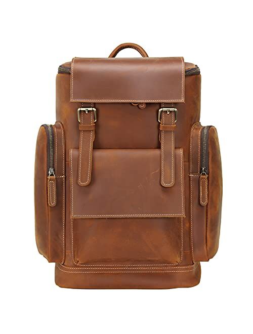 Buy Masa Kawa Leather Backpack for Men 15.6 Inch Laptop Large Capacity ...