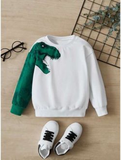 Toddler Boys Dinosaur Print Drop Shoulder Sweatshirt