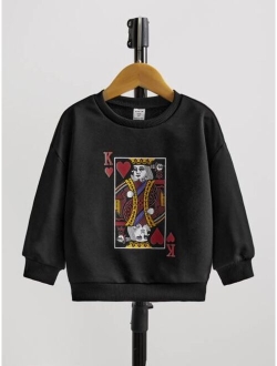 Toddler Boys Playing Card Print Drop Shoulder Sweatshirt