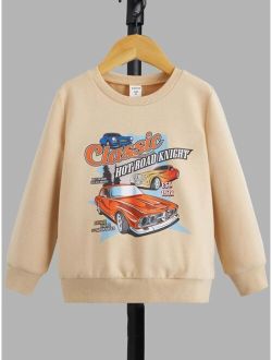 Toddler Boys Car Letter Graphic Sweatshirt