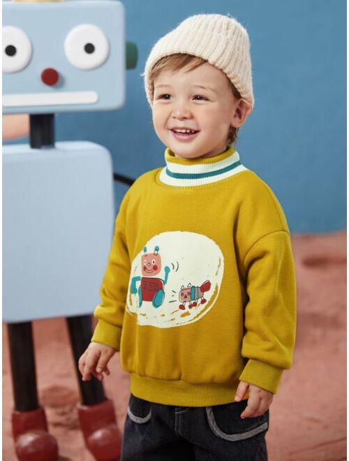 Shein Toddler Boys Cartoon Graphic Drop Shoulder Sweatshirt