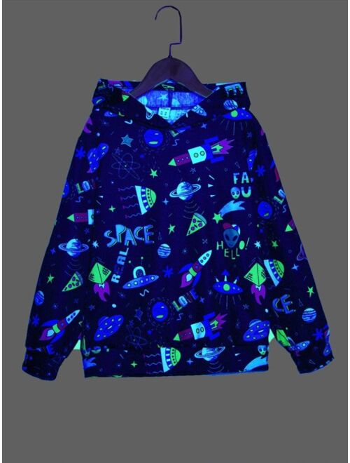 SHEIN Boys Cartoon Graphic Reflective Hoodie