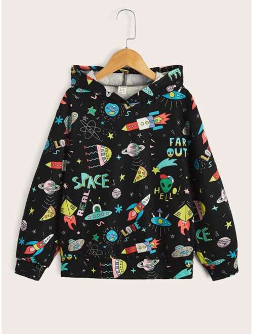 SHEIN Boys Cartoon Graphic Reflective Hoodie