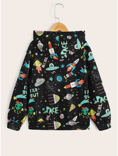 SHEIN Boys Cartoon Graphic Reflective Hoodie