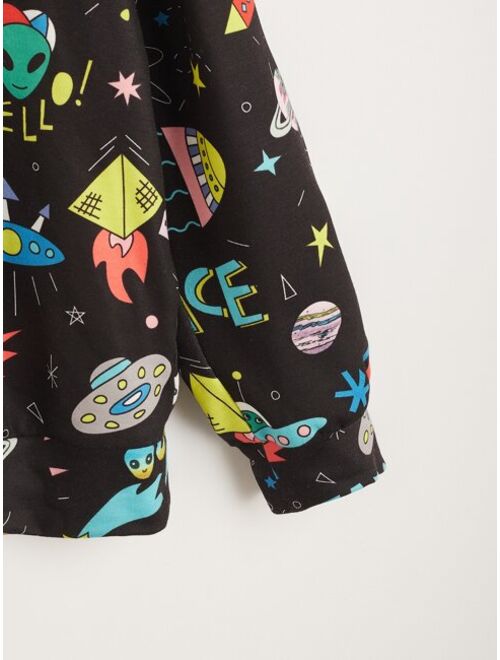 SHEIN Boys Cartoon Graphic Reflective Hoodie