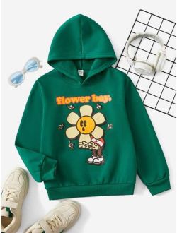 X Ryan Hatfield Boys Cartoon Letter Graphic Thermal Lined Hoodie