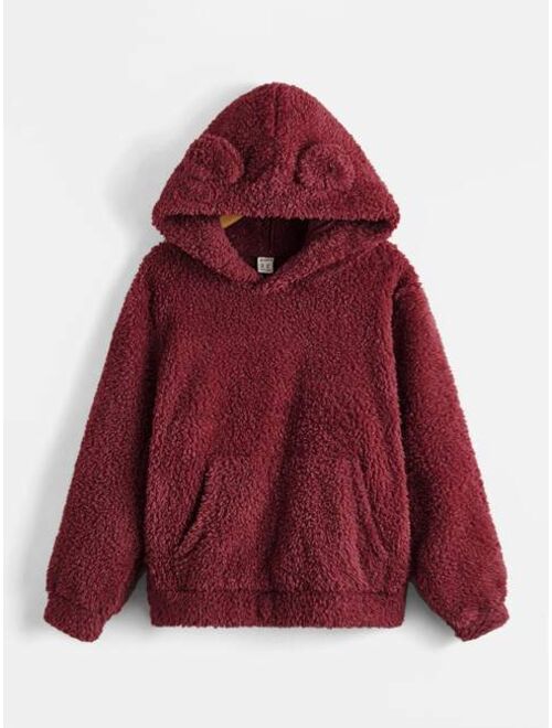 SHEIN Boys Kangaroo Pocket 3D Ears Hoodie