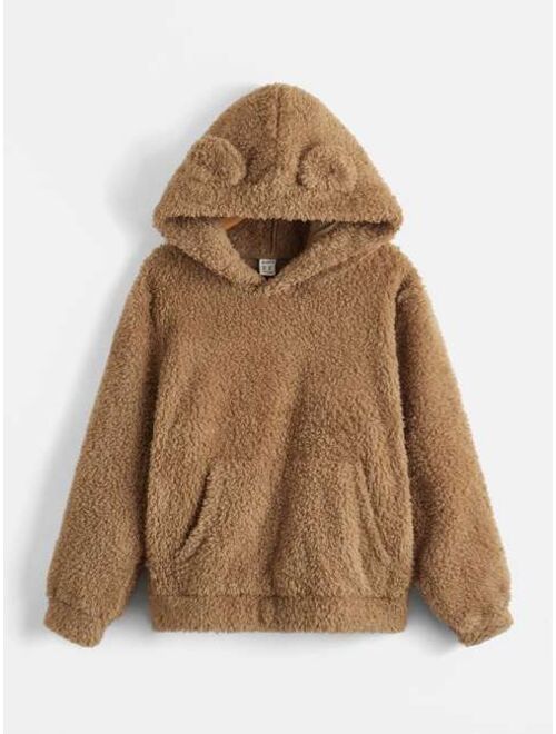 SHEIN Boys Kangaroo Pocket 3D Ears Hoodie