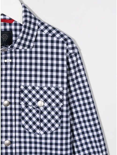 Fay Kids gingham check print shirt