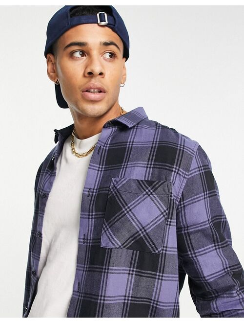 New Look long sleeve buffalo checked shirt in blue