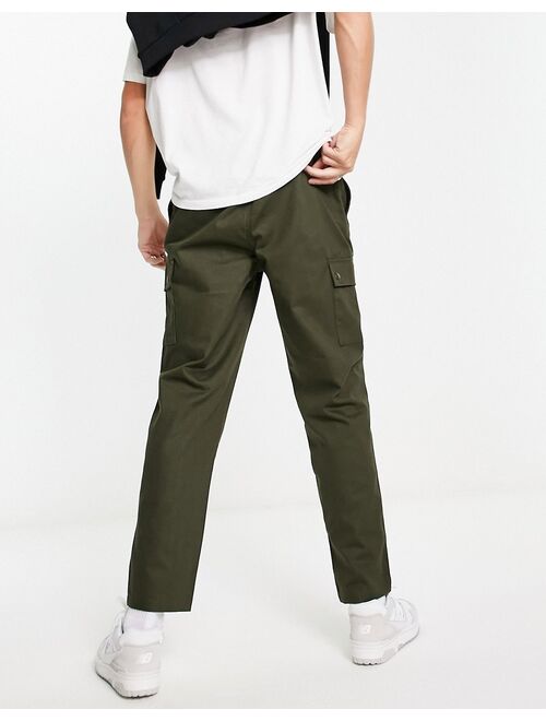 Jack & Jones Intelligence wide leg tapered drawstring cargo pants in khaki