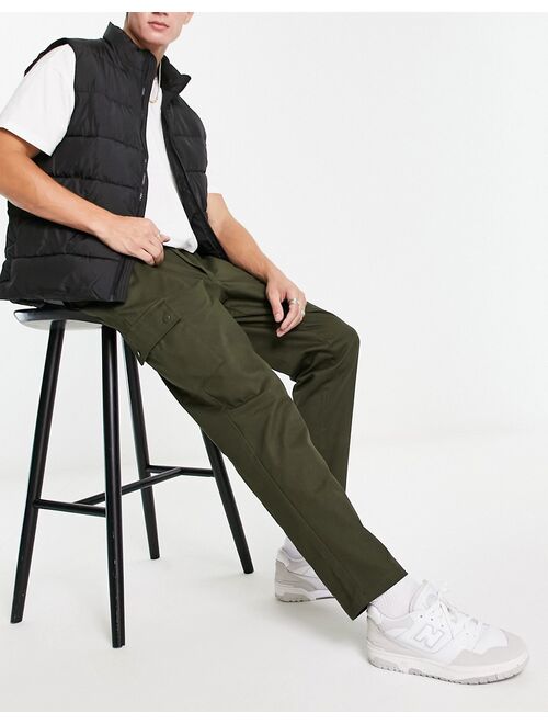 Jack & Jones Intelligence wide leg tapered drawstring cargo pants in khaki