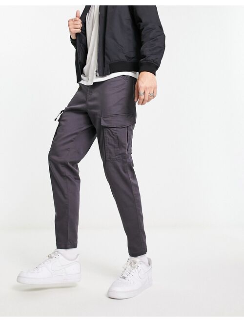 Jack & Jones Intelligence tapered cargo pants in dark gray