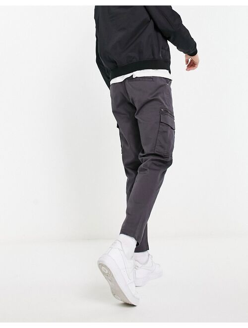 Jack & Jones Intelligence tapered cargo pants in dark gray