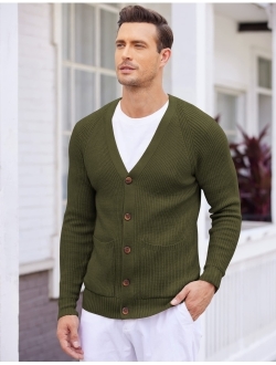 Men's Cardigan Sweaters Casual Cable Knitted Sweater Button Down Cardigan